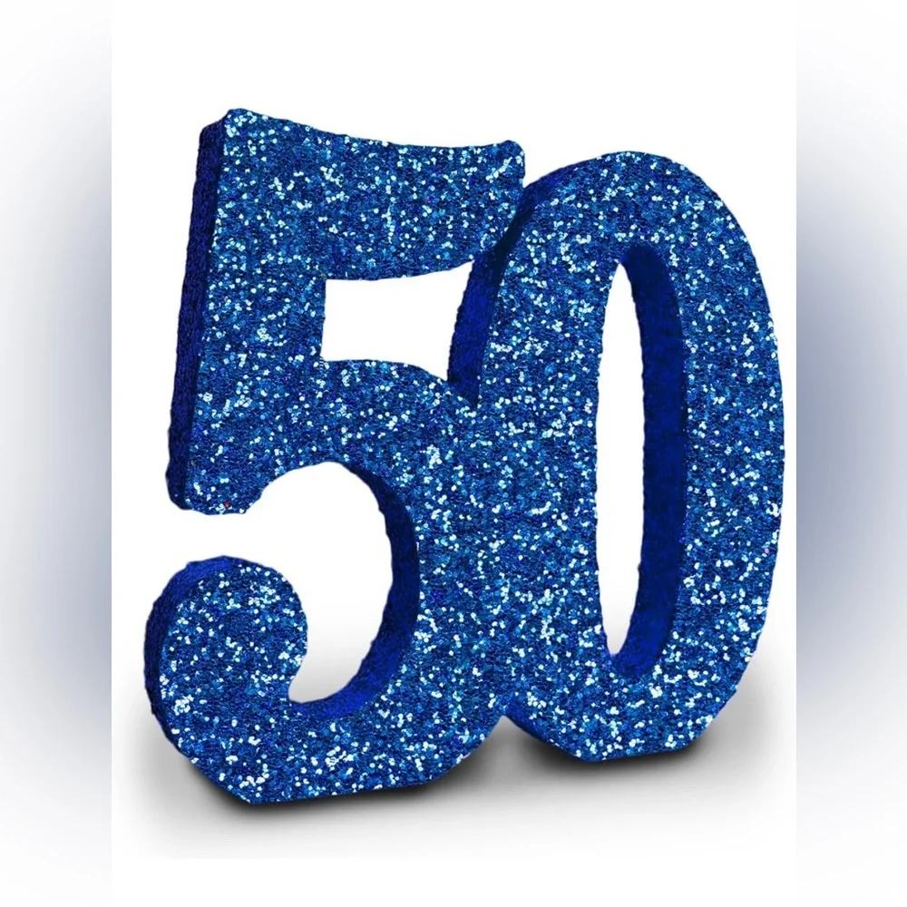 Blue Glitter Number 50 Party Decoration